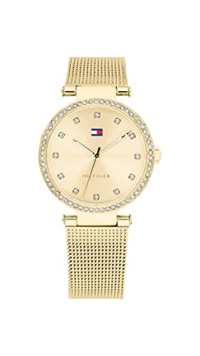 Tommy Hilfiger Montre Analogique à Quartz pour Femme avec Bracelet Milanais en Acier Inoxydable de Couleur Dorée - 1782507