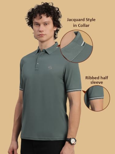 Image of Lux Nitro Men's Polo T-Shirt with Jacquard Collar | Half Sleeve Collar T-Shirt for Men | Casual & Office Wear
