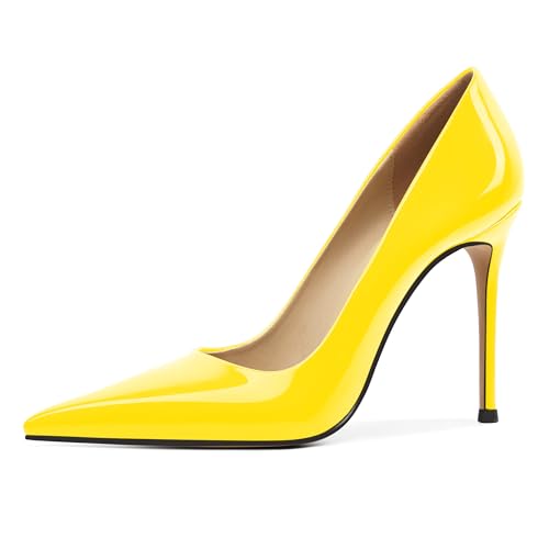 Image of Eldof Women's Classic Dress Pumps Shoes, Sexy Pointed Toe 4 inch Stiletto High Heels, Office Formal Slip On Size 5-13