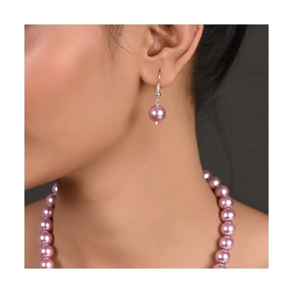 Ratnavali Jewels Imitation Pearl 10MM Bead Size Strand Necklace Pearl Moti Mala Jewellery Set with Earrings for Women Girls - Image 4
