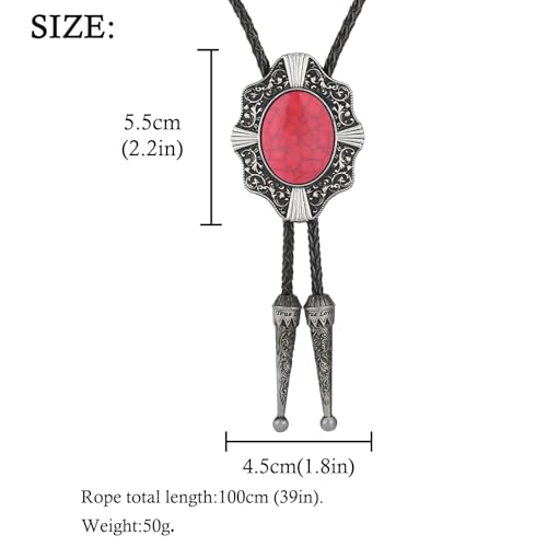Image of HUABOLA CALYN Native American Bolo tie Rodeo Cowboy Leather Necktie Western Bolo ties for Men Women Necktie for Concert Fans