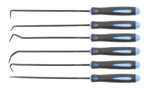 Högert Technik - Set mit langen Haken 6-tlg. Kohlenstoffstahl, Leistungsfähigkeit, Haltbarkeit, vielfältige Anwendungen, Montagearbeiten, Wartungsarbeiten