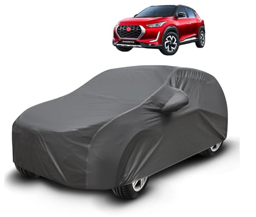 Image of Auto Hub Waterproof Car Cover Compatible with Magnite with Mirror Pockets, Soft Cotton Lining, Magnite Car Cover Waterproof, Grey