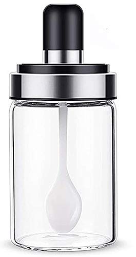 ADTALA Glass Storage Jar With Spoon - 250 ml, 1 Pieces, Transparent