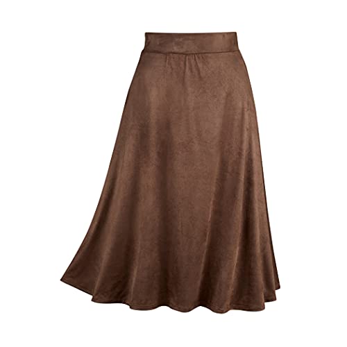 Collections Etc Elasticized Faux Suede Full Sweep Versatile Skirt2