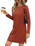 SAMPEEL Long Sleeve Dress for Women Casual Fall Dresses 2024 Fashion Travel Airport Outfits Burnt Orange S