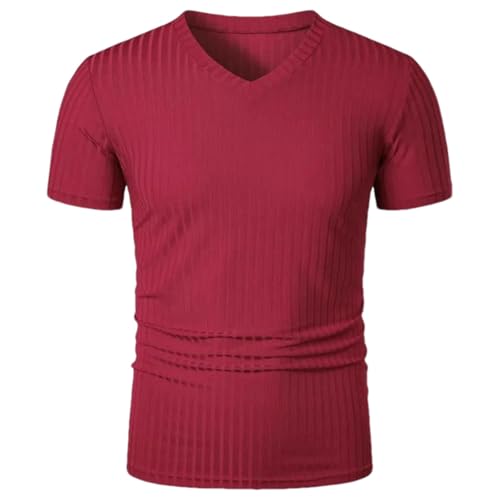 T-shirt d'été pour homme col en V en coton respirant