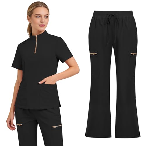 Gargey Scrubs for Women - Zip Front Top & Flare Pant Stretch Nursing Women’s Scrubs Set Medical Uniform - image 1