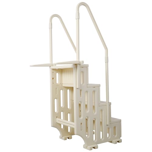 Escalera para piscina con 4 peldaños y barandales 78" miniatura 1