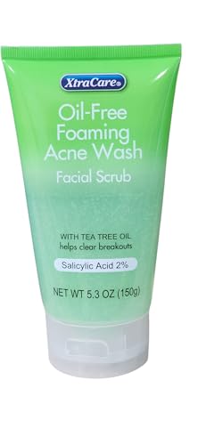 XtraCare OIL FREE FOAMING ACNE WASH Facial Scrub 5.3 oz. with Tea Tree Oil (Pack of 2)