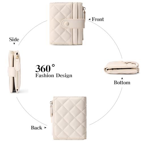 GAEKEAO Small Wallet for Women Slim Bifold Leather RFID Blocking Credit Card Holder Wallets Zipper Pocket Coin Purse with ID Window4