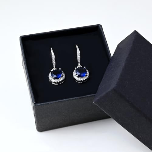 Sapphire Earrings Blue Earrings for Women Moissanite Earrings Silver Earrings...