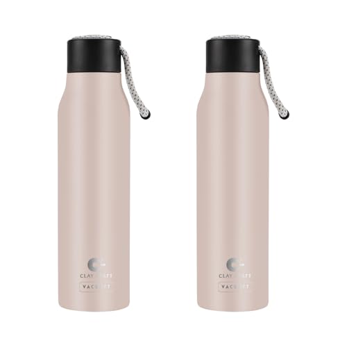 Image of Clay Craft VACBOTT Kitkat Double Walled|18 Hours Hot and 24 Hours Cold Water Bottle Vacuum Insulated Flask Bottle|600ml, 2 Pcs, Water Bottles for School|Home|Gym|BIS Certified|1 Year Limited Warranty