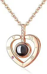 Colar de Coração Eu te Amo 100 Idiomas presente (Dourado Rose)