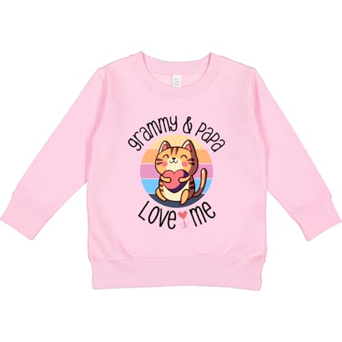 inktastic Grammy and Papa Love Me Grandkids Cat Toddler Sweatshirt 5-6 Pink 43419