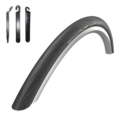 1 x Schwalbe Lugano 2 "28" Rennradreifen Reifen Schwarz 700 x 23C (23-622) inkl. 3 Reifenheber