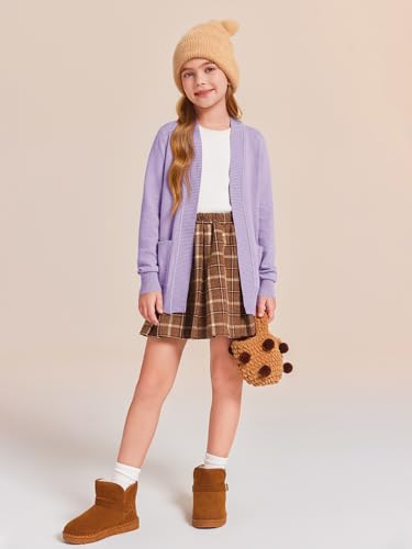 Girls Cardigan Knit Open Front Long Sleeve Sweaters Fall Casual Outwear with Pockets for 5-14 T Kids4