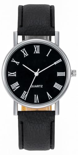 LsvtrUS Men Watches Fashion Casual Leather Band Simple Analog Quartz Wristwatches for Men Unisex Dress Watch for Any Event, Black Dial, QN021