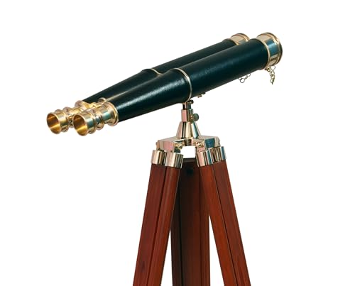 Binoculares de latón sólido con trípode de madera 62 pulgadas miniatura 1