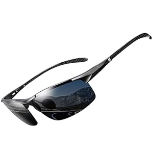 BIRCEN Mens Polarized Sunglasses UV-Protection: Carbon Fiber Sport Black Shades for Men Driving Fishing