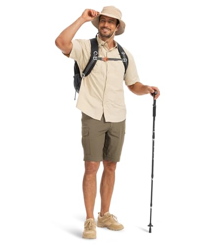 Hiauspor Wanderhose-Herren-Zip-Off-Outdoorhose-Sommer-Leicht-Trekkinghose-Atmungsaktiv-Schnell-Trockend-Funktionshose-Softshellhose-mit-5-Tiefe-Taschen (M, Khaki)