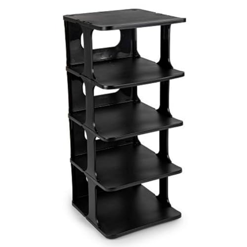 Acan Tradineur - Zapatero de plástico apilable, PLFT, 5 niveles, 10 pares de zapatos, organizador, pasillo, fabricado en España (Negro - 58 x 24,5 x 26,5 cm)