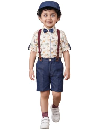 Image of AJ DEZINES Kids Casual Wear Clothing Cotton Shirt Short Set For Boys