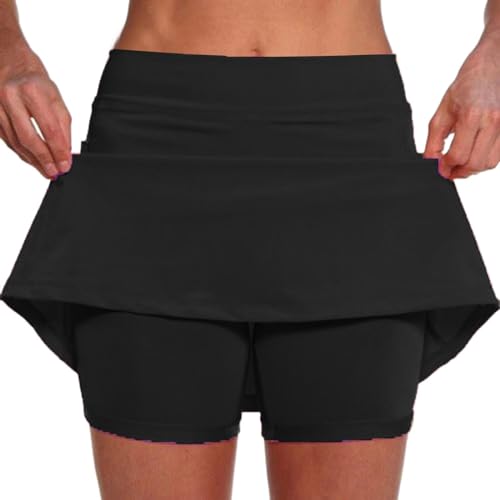 Sonnena Mujers Falda Deportiva con Pantalones Cortos Interiores Transpirable 2 en 1 Faldas con Bolsillo para Tenis Golf Correr Gimnasio Faldas de Tenis para Mujer Elegante Pantalones Cortos