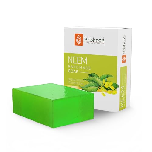 Image of Krishna's Neem Handmade Soap - 100 g each (Pack of 4) |Neem Bathing Soap for Acne | Natural Soap with Essential Oils