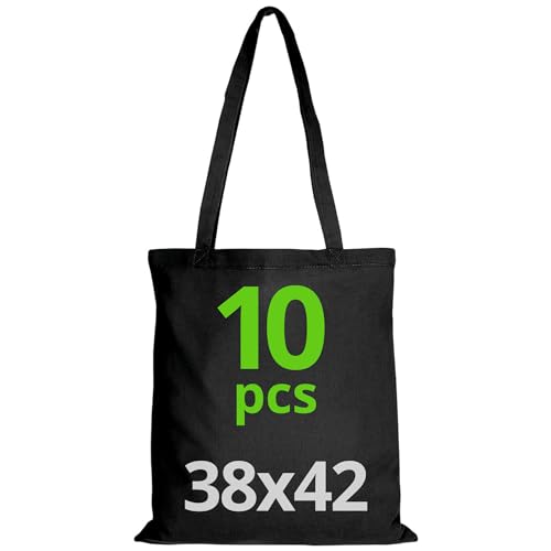 URBAN 5884 Cotton Bag 38 x 42 cm, Pack of Blank Bags, Long Straps, Durable Fabric Bags
