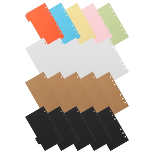 Beaupretty 20個 カラフル索引ページ仕切り紙 ポータブルバインダータブ 書類整理用オフィス用品 紙製類カード ノート プランナー対応