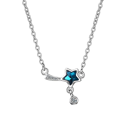 Collier pendentif étoile en cristal bleu pour femmes ras du cou de fête