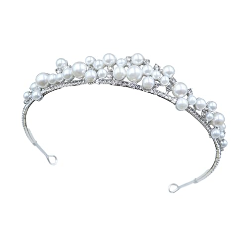 Tiara de perlas para la novia con tocados de cristal y diademas cómodas de boda