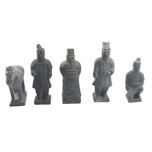 Thinkthings BND0067 Terracotta Army Qin Dynasty Warriors Figurines, 5 Pieces Set Handcrafted Pottery Clay Statues cover