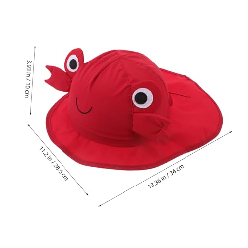 Homoyoyo Sun Protection Hat with Strap Cute Cartoon Crab Design Wide Brim Beach Hat for Summer Outdoor UV Shield for Boys and Ages Red2