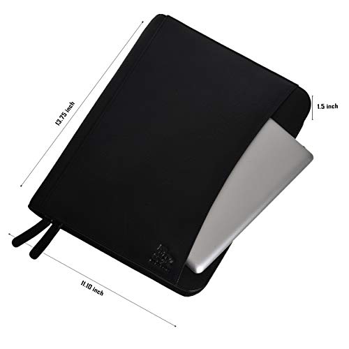 Leather Portfolio For Men And Women - Multi Pocket Zippered Padfolio Folder (Midnight) #TOP5