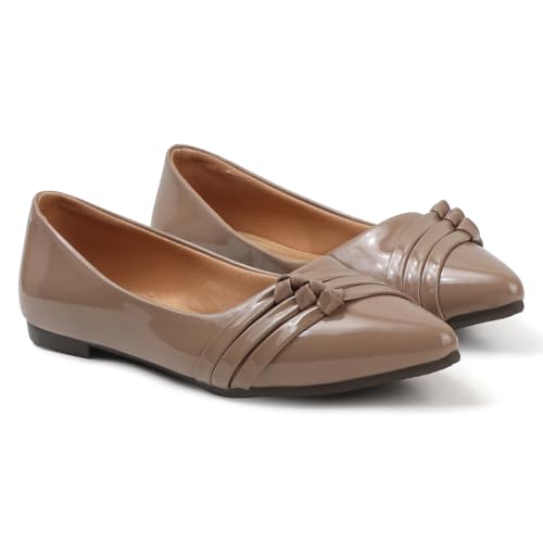 Image of Sukun Womens Sukun Fbl 3l Women's Bellies Flats Lightweight, Comfortable Slip-on Pointed Toe Shoes Ballet Flat