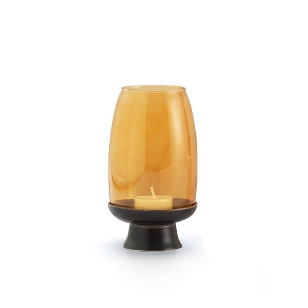 SDGBCXD candlestick holder, Ceramic Candlestick With Glass Lampshade Household Aromatherapy Candle Holder Tea Room Decoration Decor