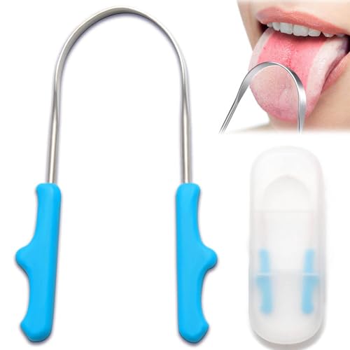 Tongue Scraper with Case,Stainless Steel Tongue Scrapers for Adults Cleaner Fights Bad Breath Oral Care
