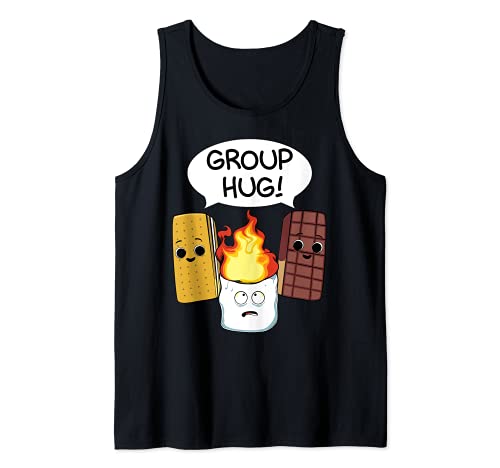 Group Hug Marshmallow Cracker Smore Camping Campfire Travel Camiseta sin Mangas