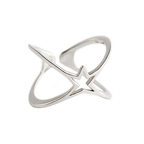 Star X Criss Cross Open Minimalist S925 Sterling Silver Infinity Engagement Crossover Rings Dainty Adjustable Statement Finger Promise Eternity Band Ring Jewelry Gifts for Women Teen Girls Her