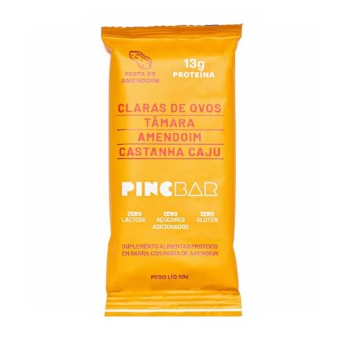 Barra de Proteína Pasta de Amendoim Sem Açúcar 50g Pincbar 12 Unidades