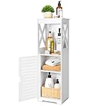 YIGANG Waterproof Bathroom Floor Cabinet,Standing Bathroom Storage Unit,Multi-Purpose Bathroom Furniture Cabinets with Door and Shelf,Suitable for Bathroom,Living Room,Corridor,Bedroom,White