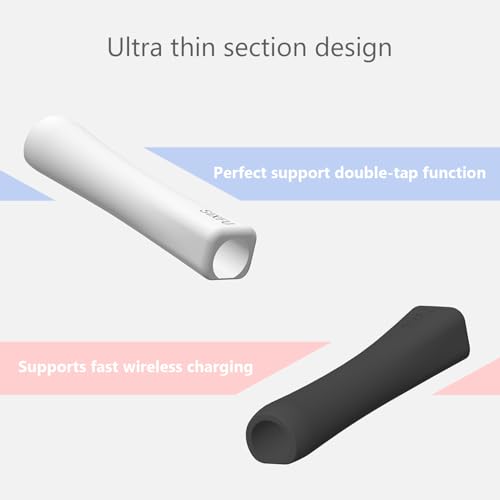 Image of SIXFU Grip Designed for Apple Pencil Pro / 2nd Generation /USB-C Support Magnetic Charging, 2 PCS Cover Accessories Compatible with iPad iPencil Stylus Pen(Black,White)