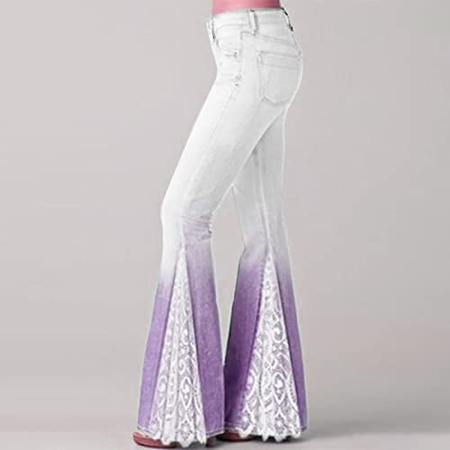Womens Vintage Flare Denim Pant Trendy Gradient Lace Splicing Bell Bottom Jeans Curvy Slim Butt Lifting Skinny Jeans4