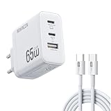 [Chargeur USB C 3-en-1 65w]: le chargeur mural USB c 65w dispose de trois ports (2 USB C et 1 USB A) et peut fournir jusqu'à 65w de puissance de sortie pour les appareils mobiles. Les 3 ports peuvent être utilisés simultanément pour répondre aux besoins de charge de divers appareils tels que les ordinateurs portables, les tablettes, les smartphones, les appareils mobiles, etc