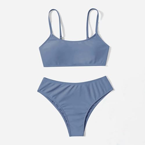 Girls 2 Piece Bikini Set High Waisted Swimsuits Solid Color Sport Bathing Suit Teen Youth Beach Swimwear Swimming Suit3