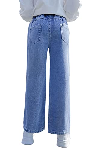 Betusline Girls' Casual High Waist Straight Wide Leg Jeans, 3-13 Years2
