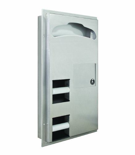 Best Review Bradley 591-000000 Stainless Steel Partition Mounted 2-Stall Seat Toilet Cover/Tissue Dispenser, 17-1/8" Width x 30-5/8" Height x 4-1/2" Depth