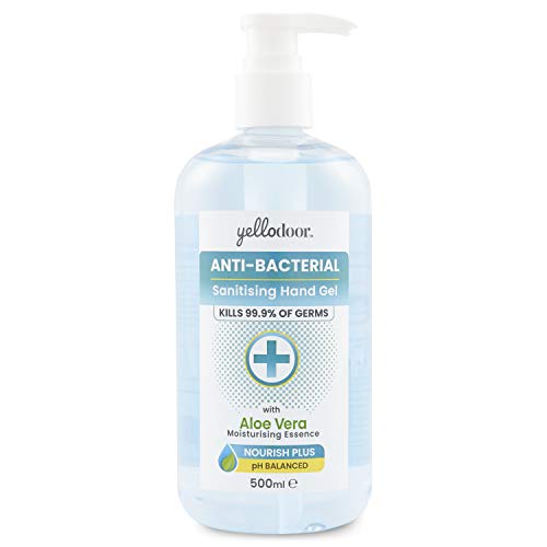 Yellodoor 75% Alcohol Anti-Bacterial Hand Sanitiser Gel with Aloe Vera | Kills 99.99% of Germs | Hand Sanitizer 500ml Pump Dispenser | Medical grade | Conforms to Regulation EN 1276